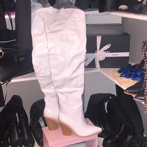 PLT high white cowboy boot